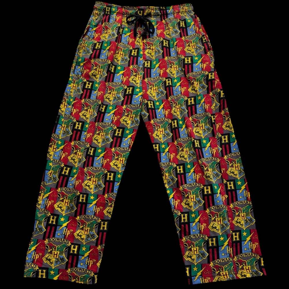 Harry Potter Hogwart Elastic Waistband  Drawstring‎  Pockets Cotton Pants S #272